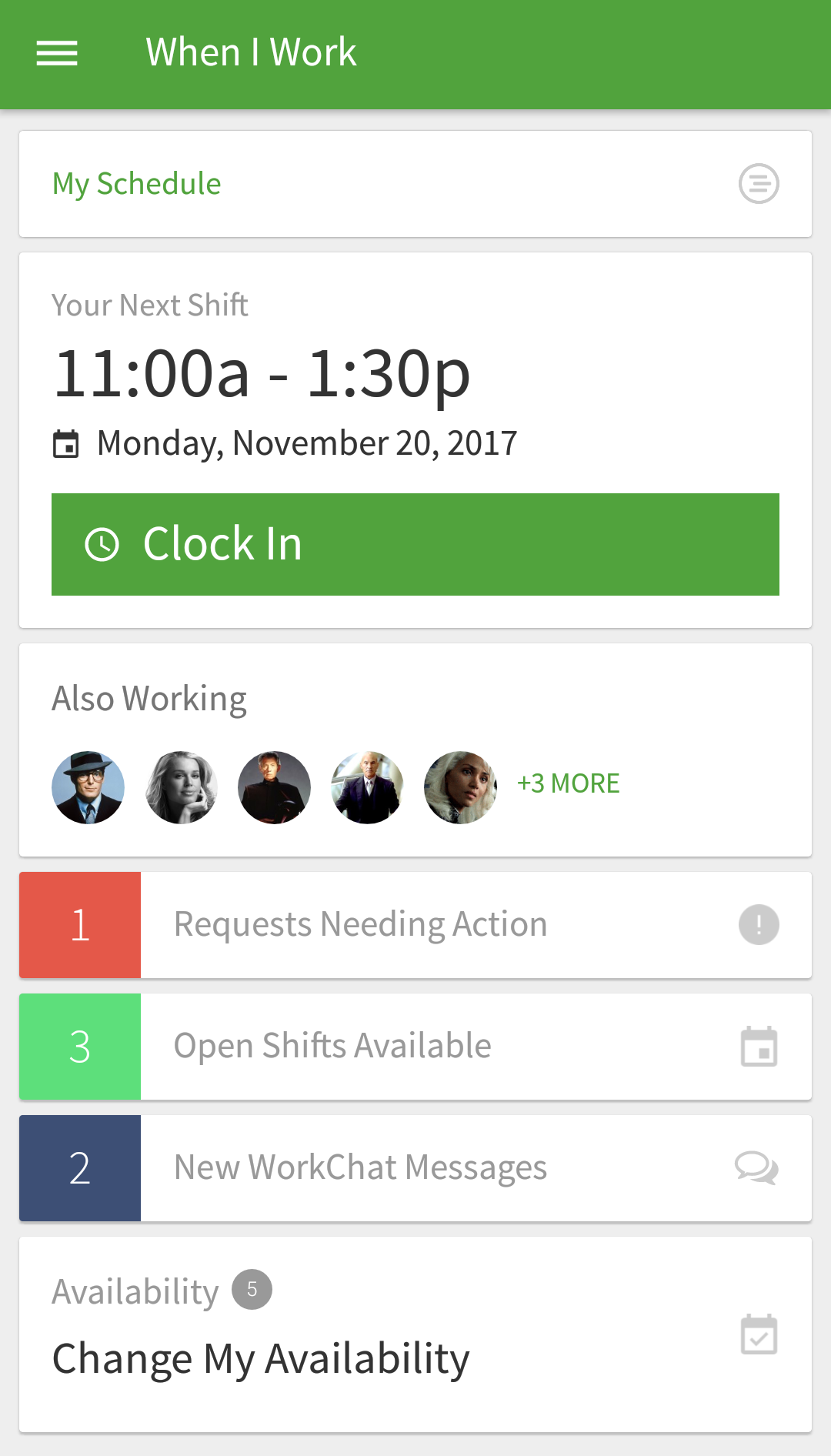 schedule working