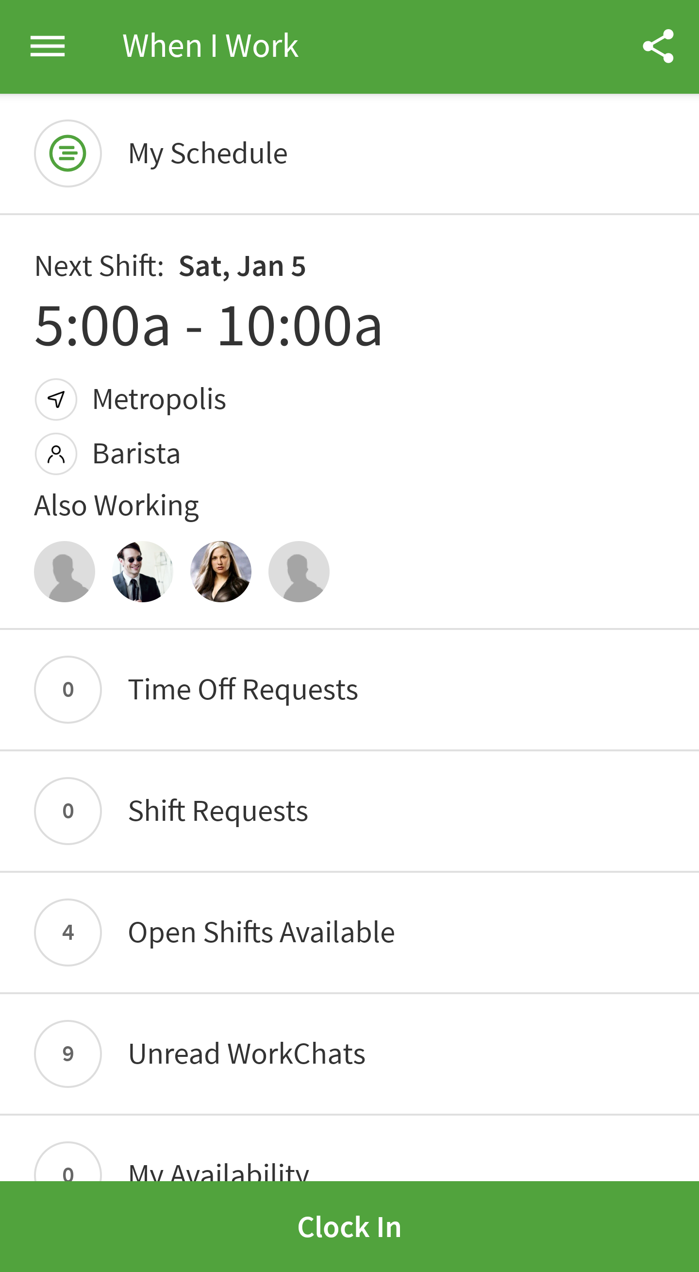 Dashboard of the Android app