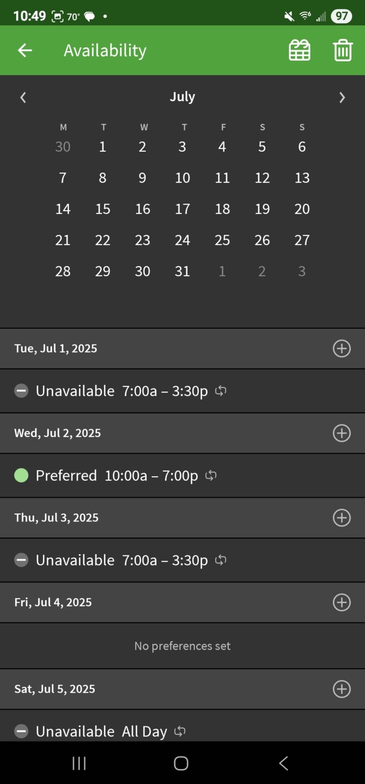 Avaiable All Week Setting Your Availability – When I Work Help Center