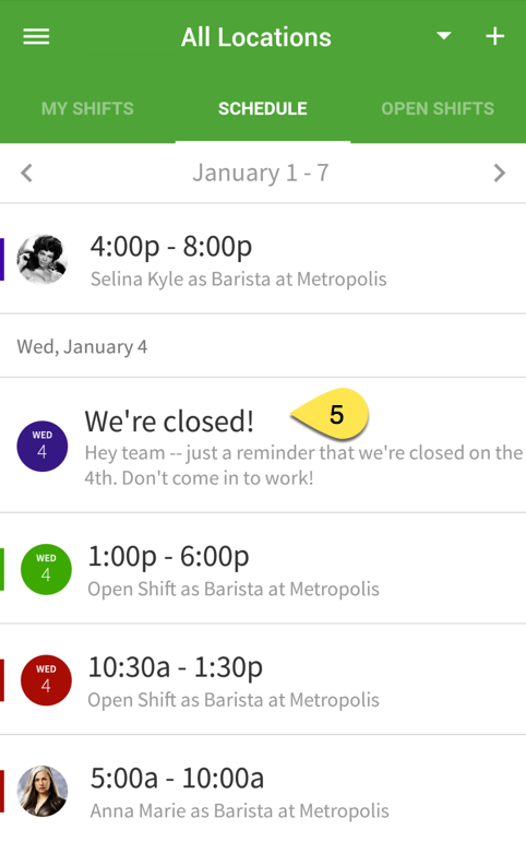 Annotation on the Schedule tab