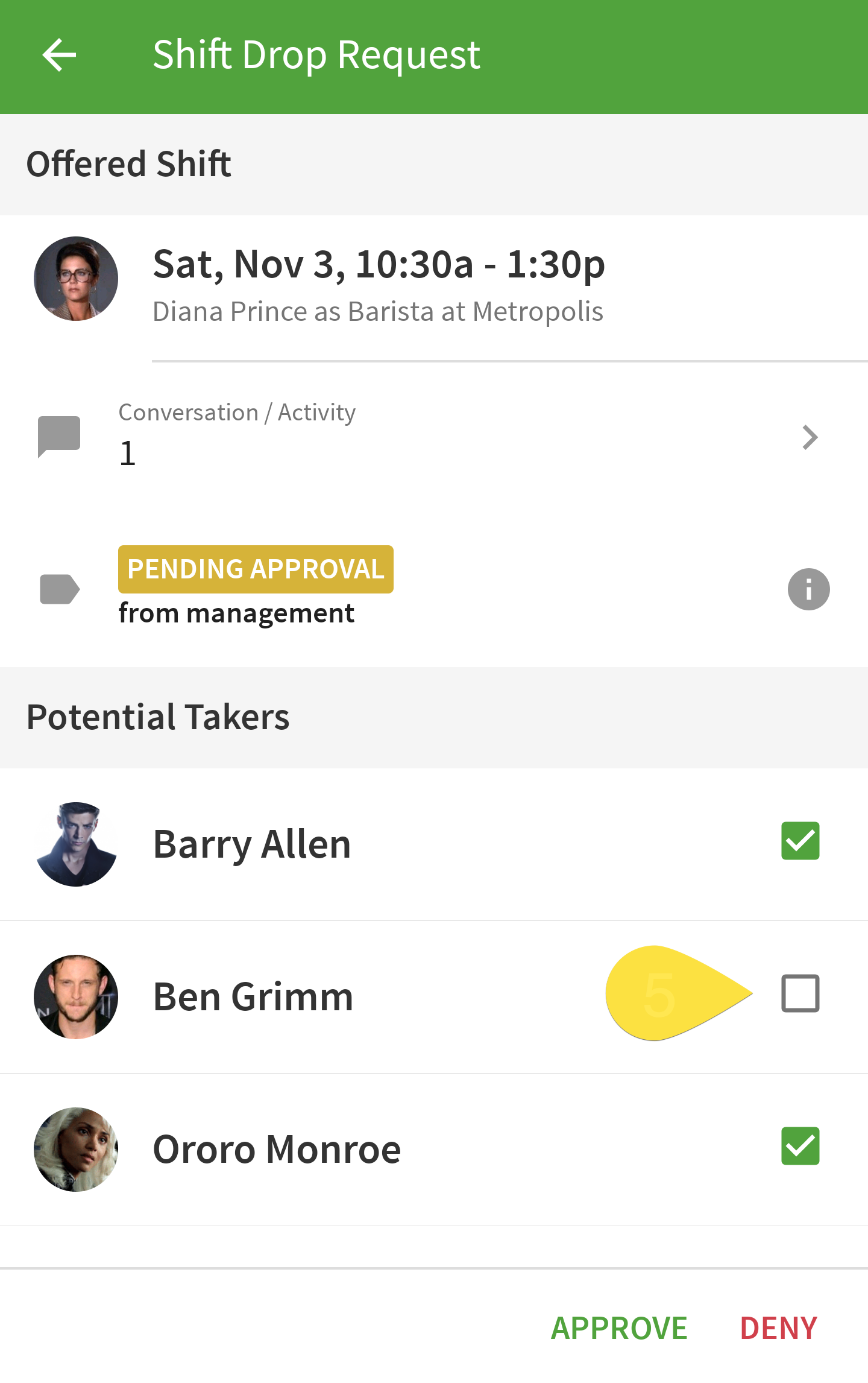 Shift request details
