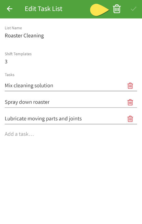 delete shift task