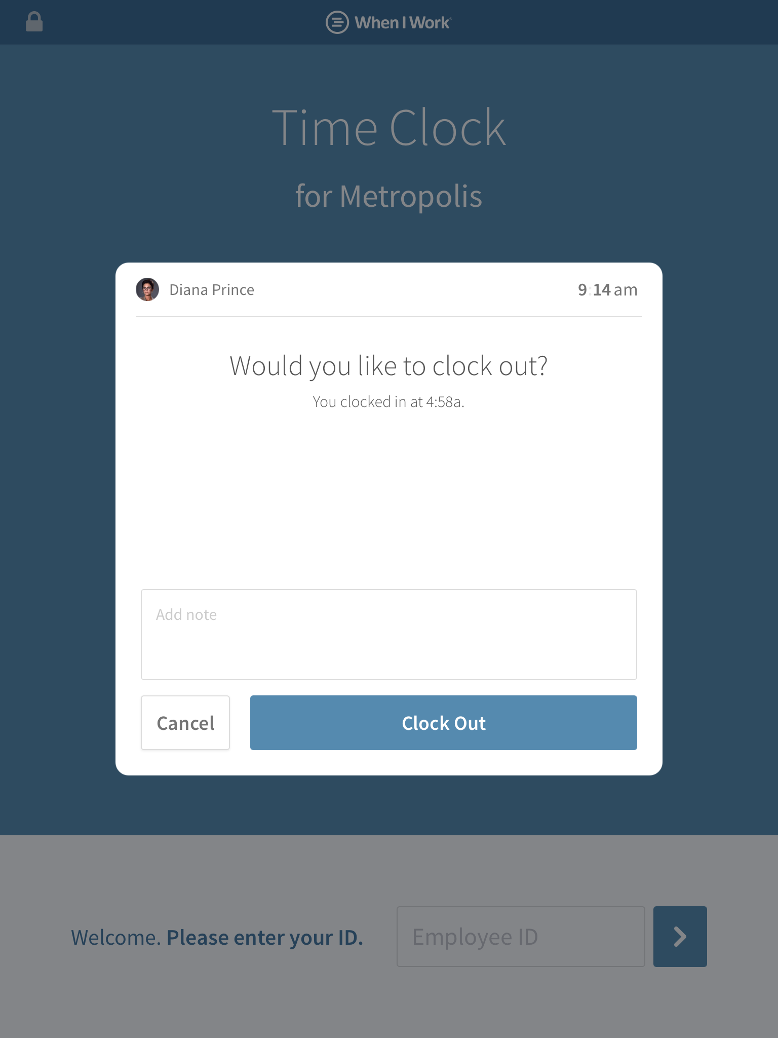 Clock In and Out From a Time Clock Terminal When I Work Help Center