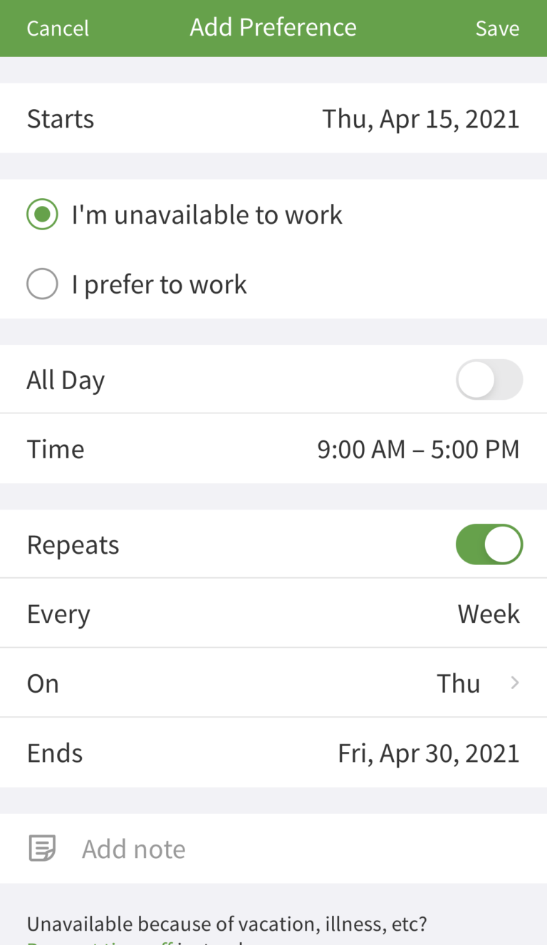 Setting Your Availability When I Work Help Center