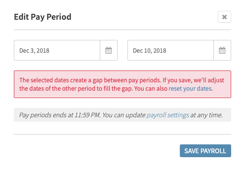 editing pay periods when