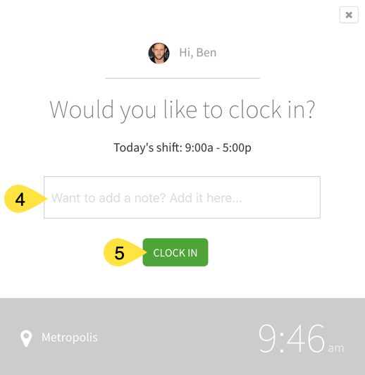 clock into