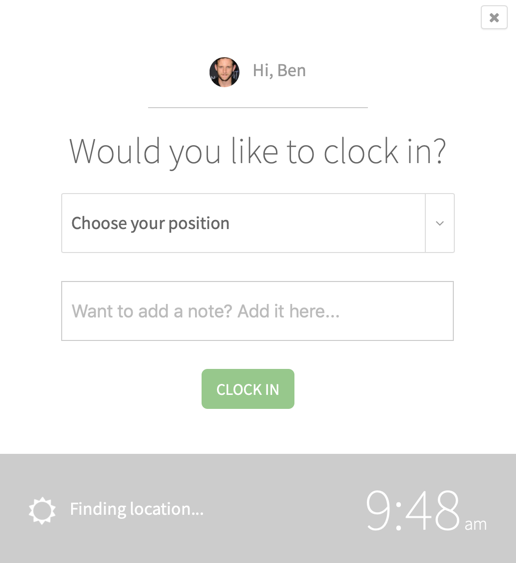 Finding location message when clocking in on a personal computer