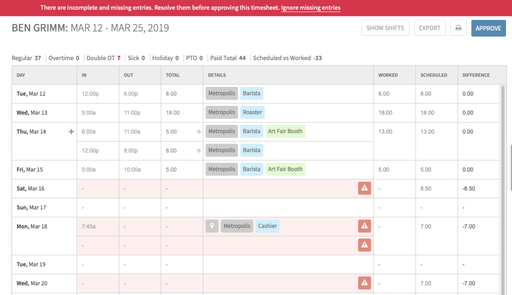 Approving Employees’ Timesheets When I Work Help Center