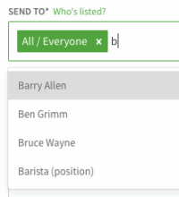 Send to recipient drop down
