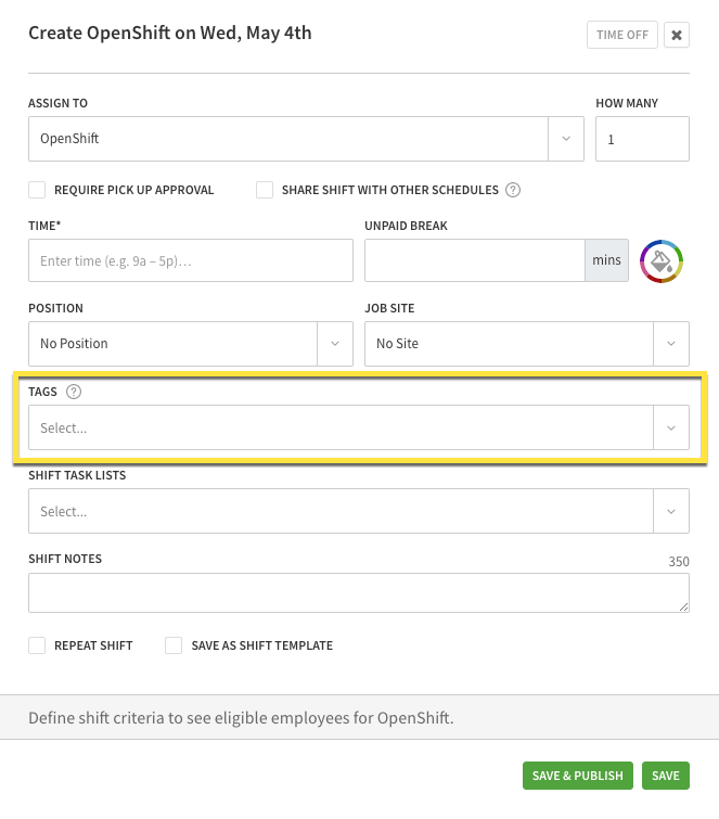 Assigning Tags – When I Work Help Center