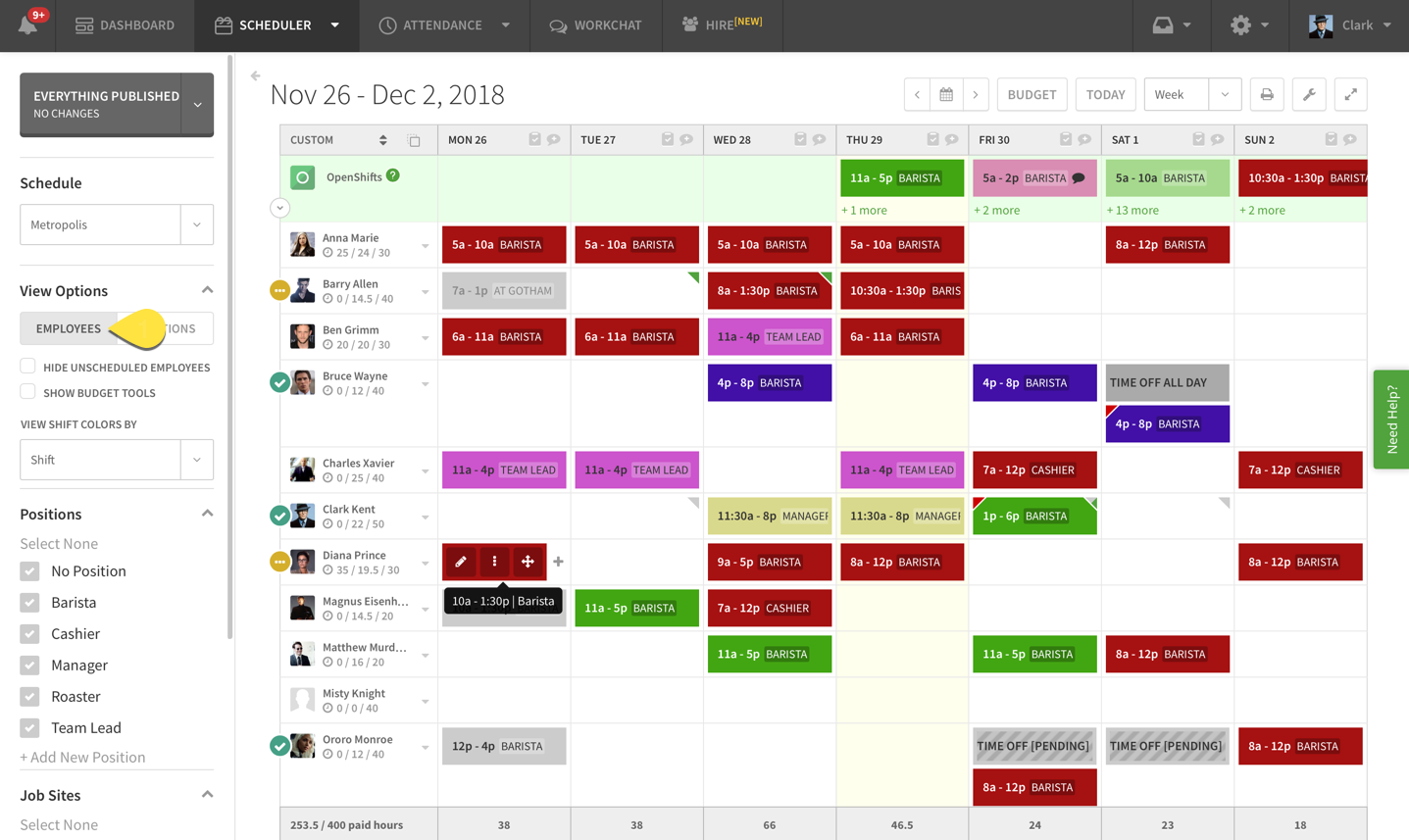 copying shifts and schedules when i work help center