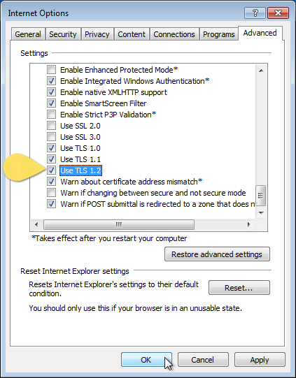 Enable tls 1.2 on chrome for macsportfasr laptop